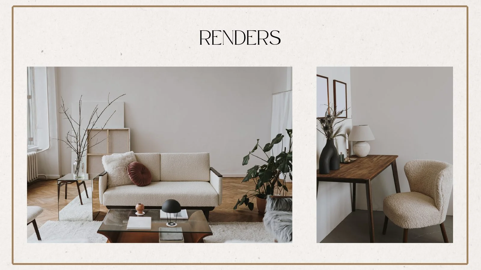 Living room and study renders