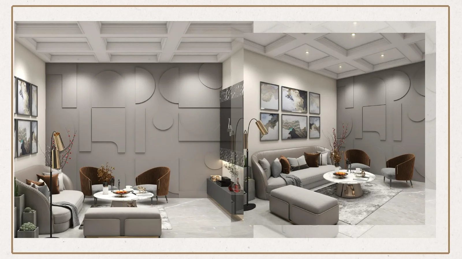 Grey-toned living room renders