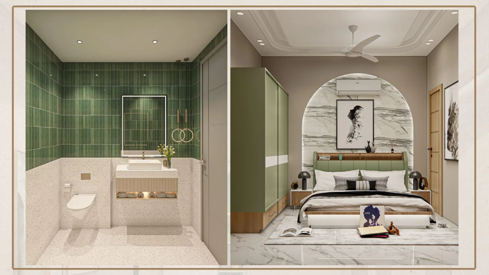 Bathroom and bedroom renders